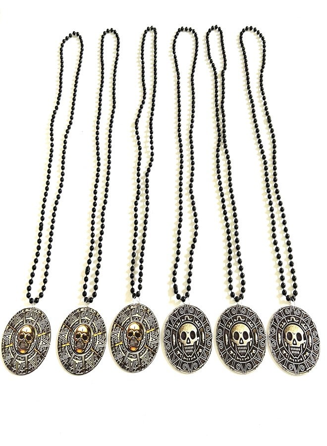 GZYSSL 12 Pcs Halloween Pirate Coin Beads Necklace Pirate Skull Necklaces Accessories Pirate Day Necklaces Party Decorations - Image 4
